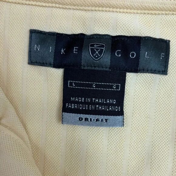 Nike Golf Dri-fit Yellow Ribbed Polo T Shirt top Size Large Mens - Picture 5 of 6